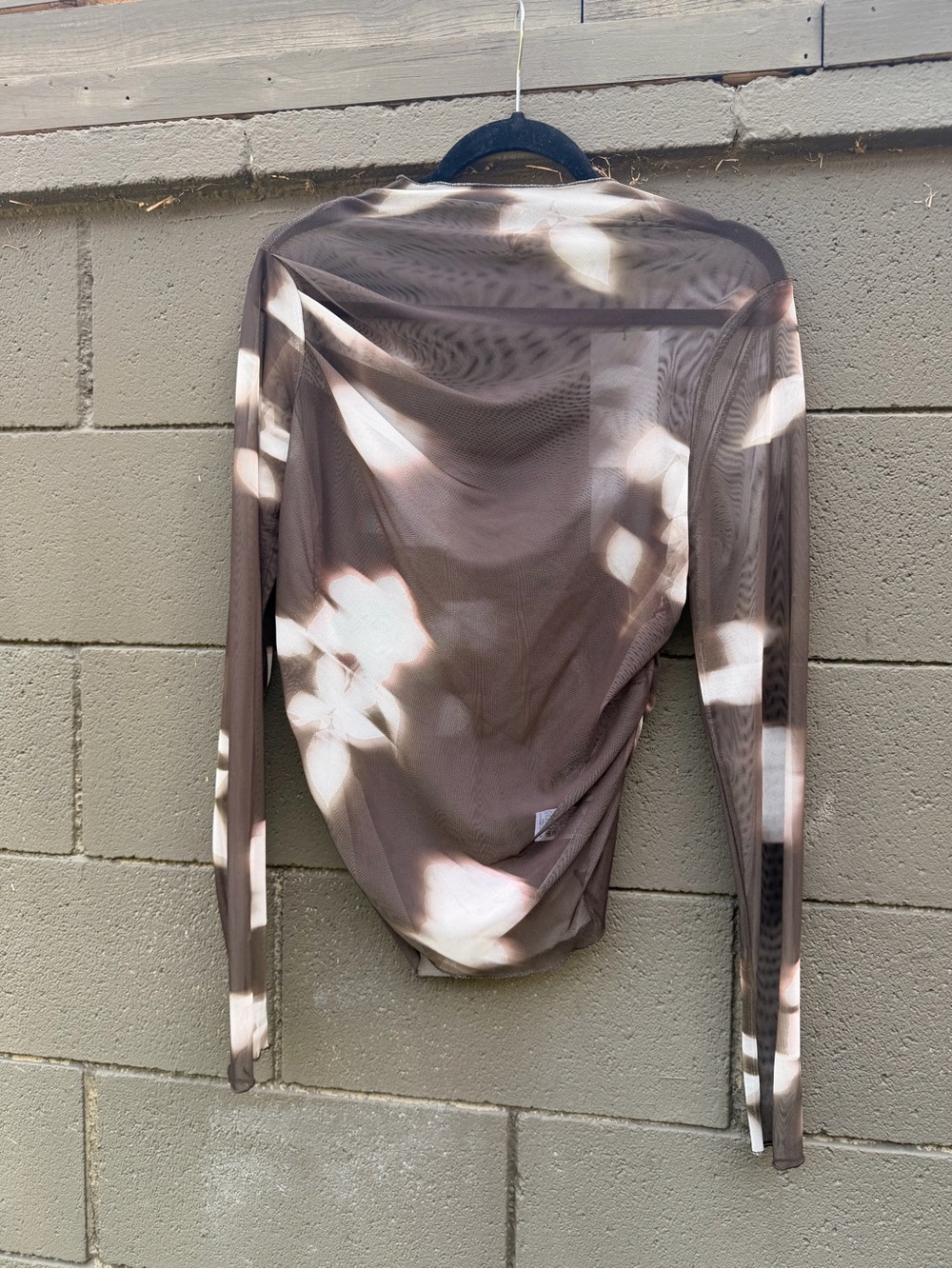 Zara Brown Sheer Long-Sleeve Tie-Dye Top